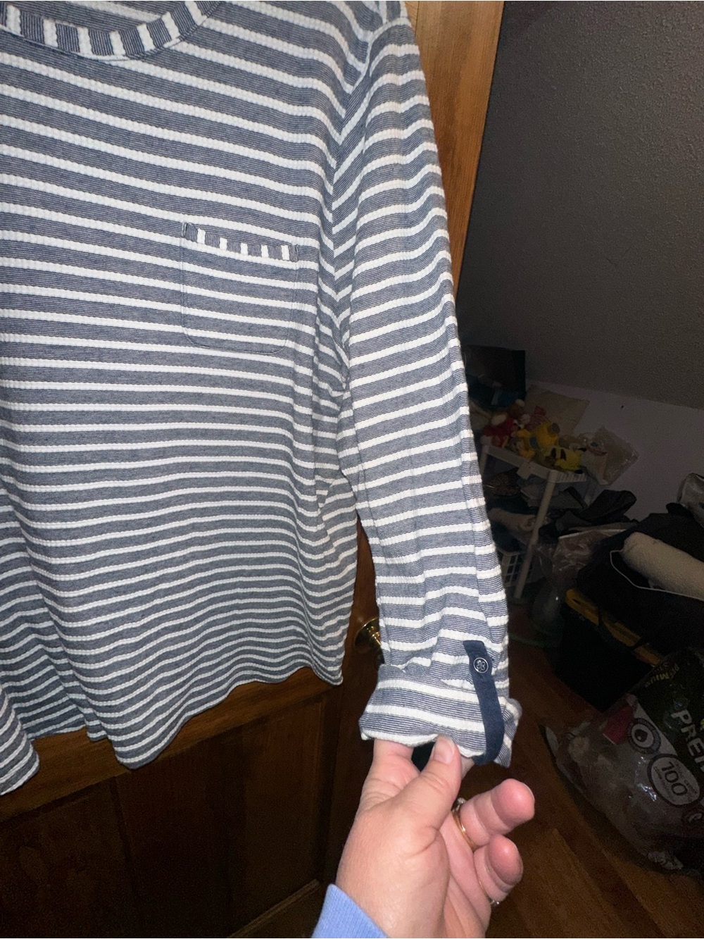 Lands' End Navy & White Striped Long Sleeve Tee - Picture 4 of 4